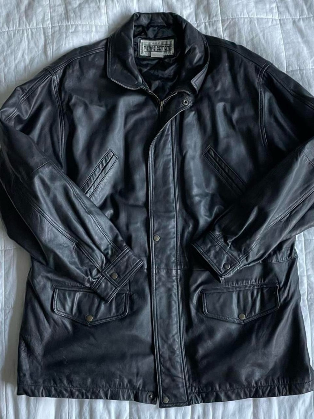 Vintage Pierre Semone Black Leather Jacket - XXL